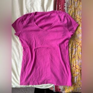 Vintage, hot pink, Tommy Hilfiger, V-neck T-shirt